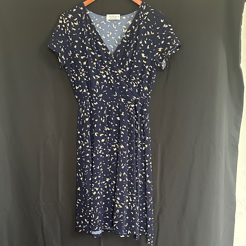 Kaileigh Navy Blue Printed Midi Dress